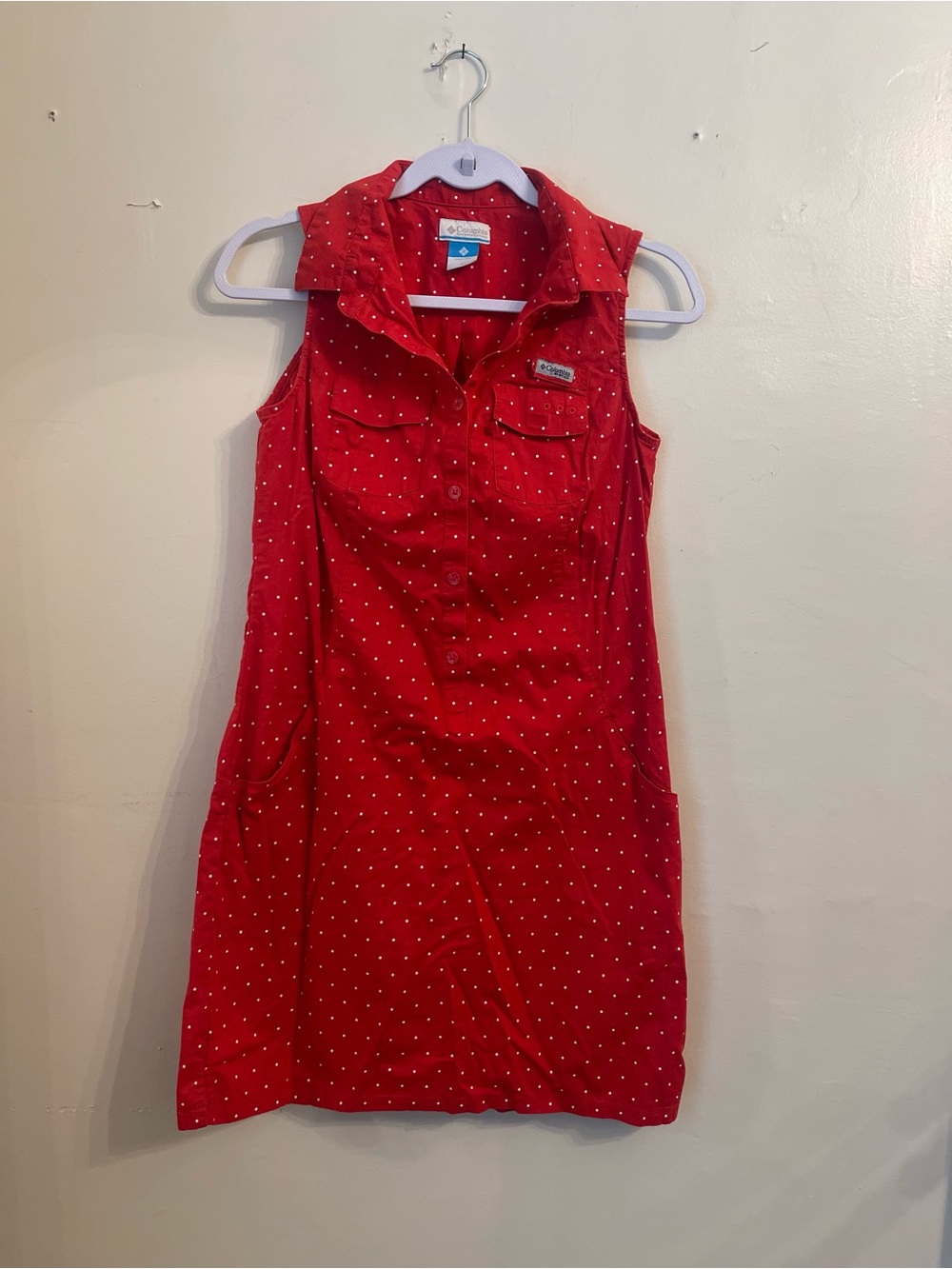 Columbia Red Sleeveless Polka Dot Dress | Women’s Small